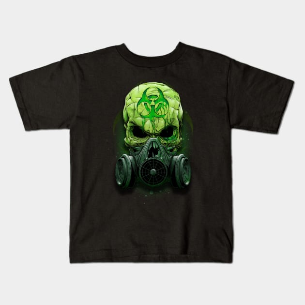 skull biohazard Kids T-Shirt by Chack Loon